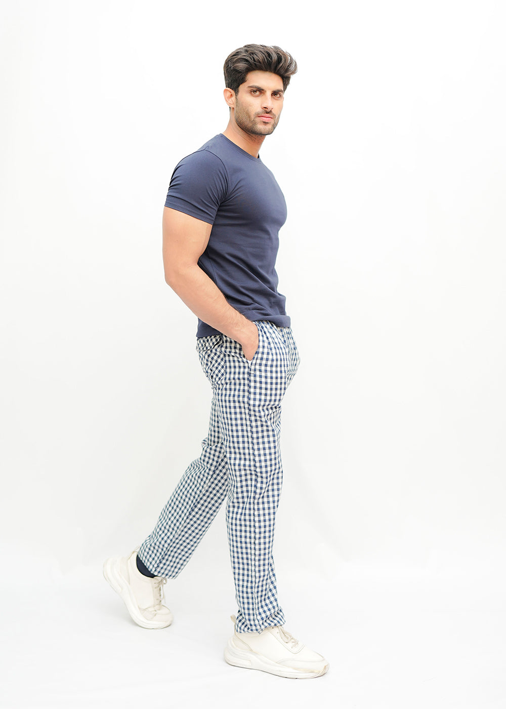 Avaron Woven Pajamas-White Blue