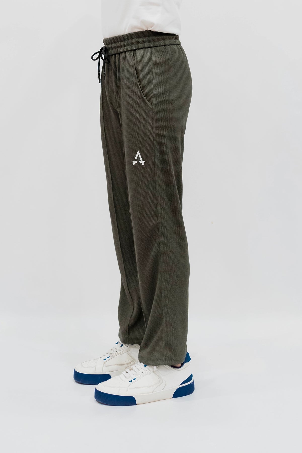 Imported Waffle Fabric Trouser - Olive Green