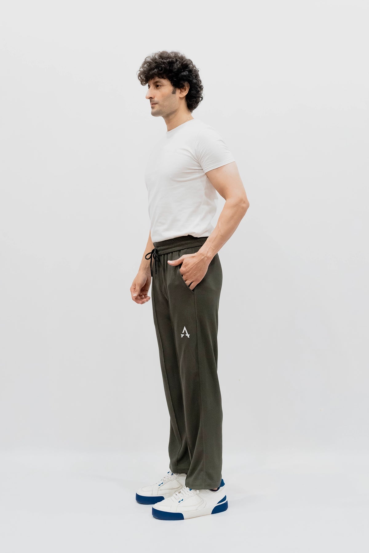 Imported Waffle Fabric Trouser - Olive Green