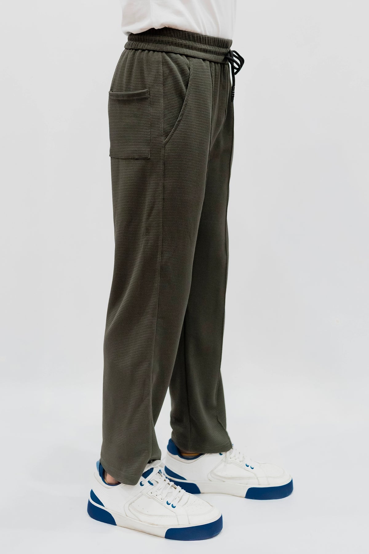 Imported Waffle Fabric Trouser - Olive Green