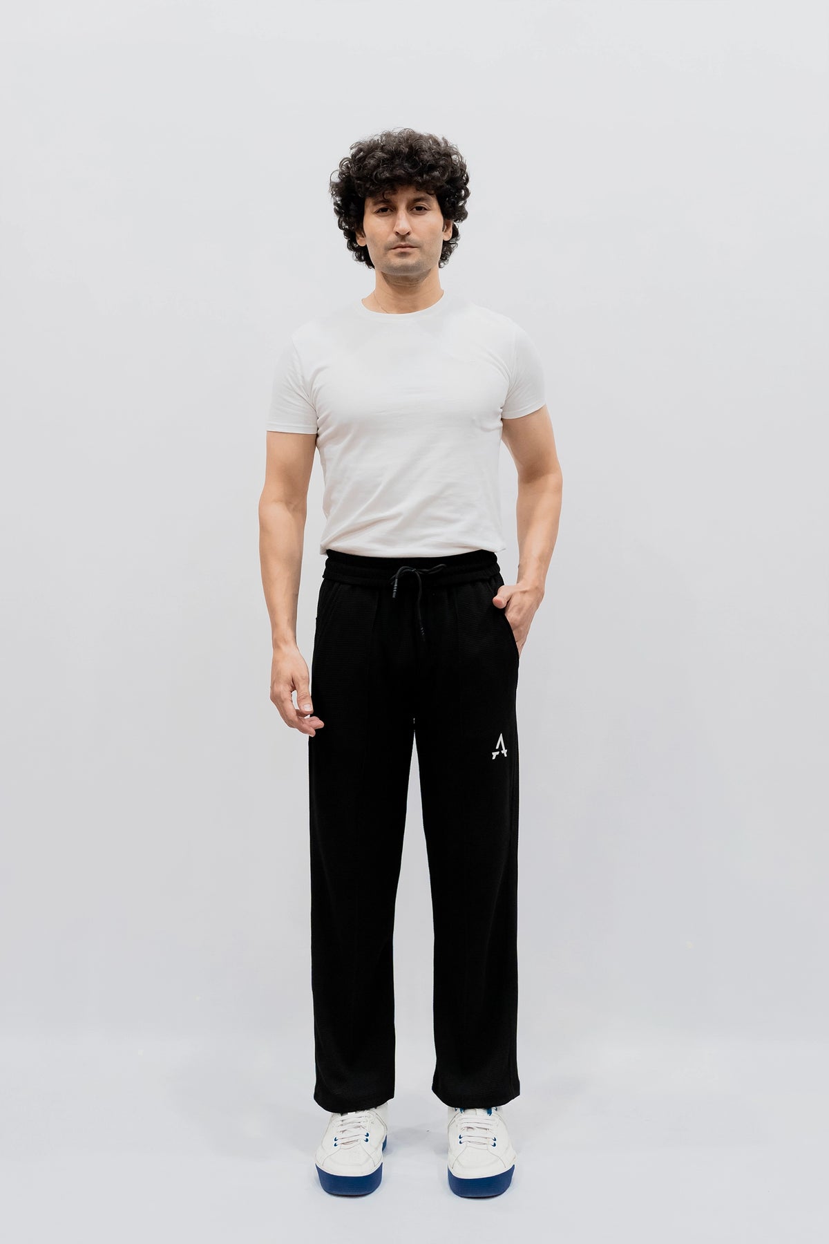 Imported Waffle Fabric Trouser - Black