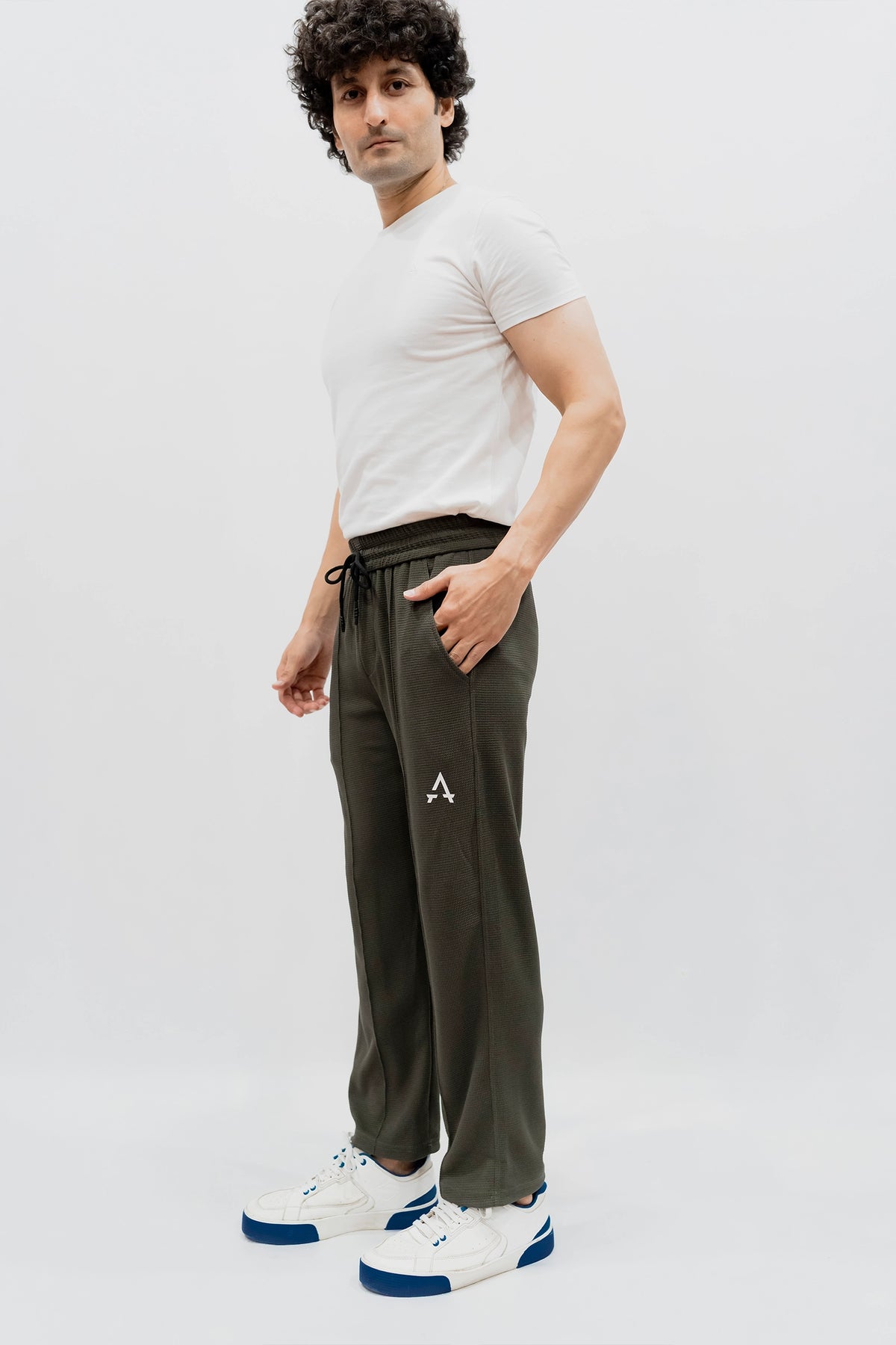Imported Waffle Fabric Trouser - Olive Green