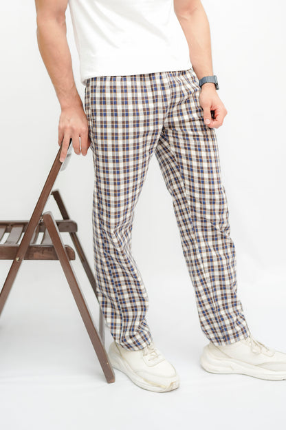 Avaron Woven Pajamas-Brown-Blue
