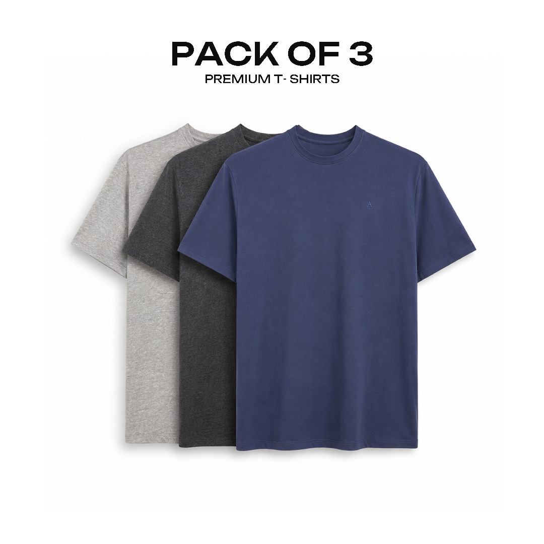 Avaron Premium T-Shirt-Pack Of 3