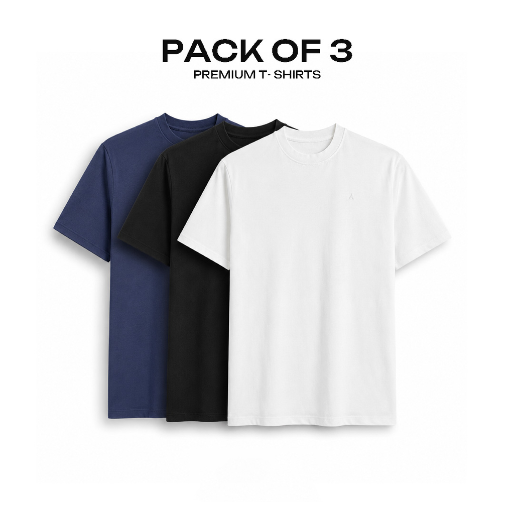 Avaron Combed Cotton T-Shirt-Pack Of 3
