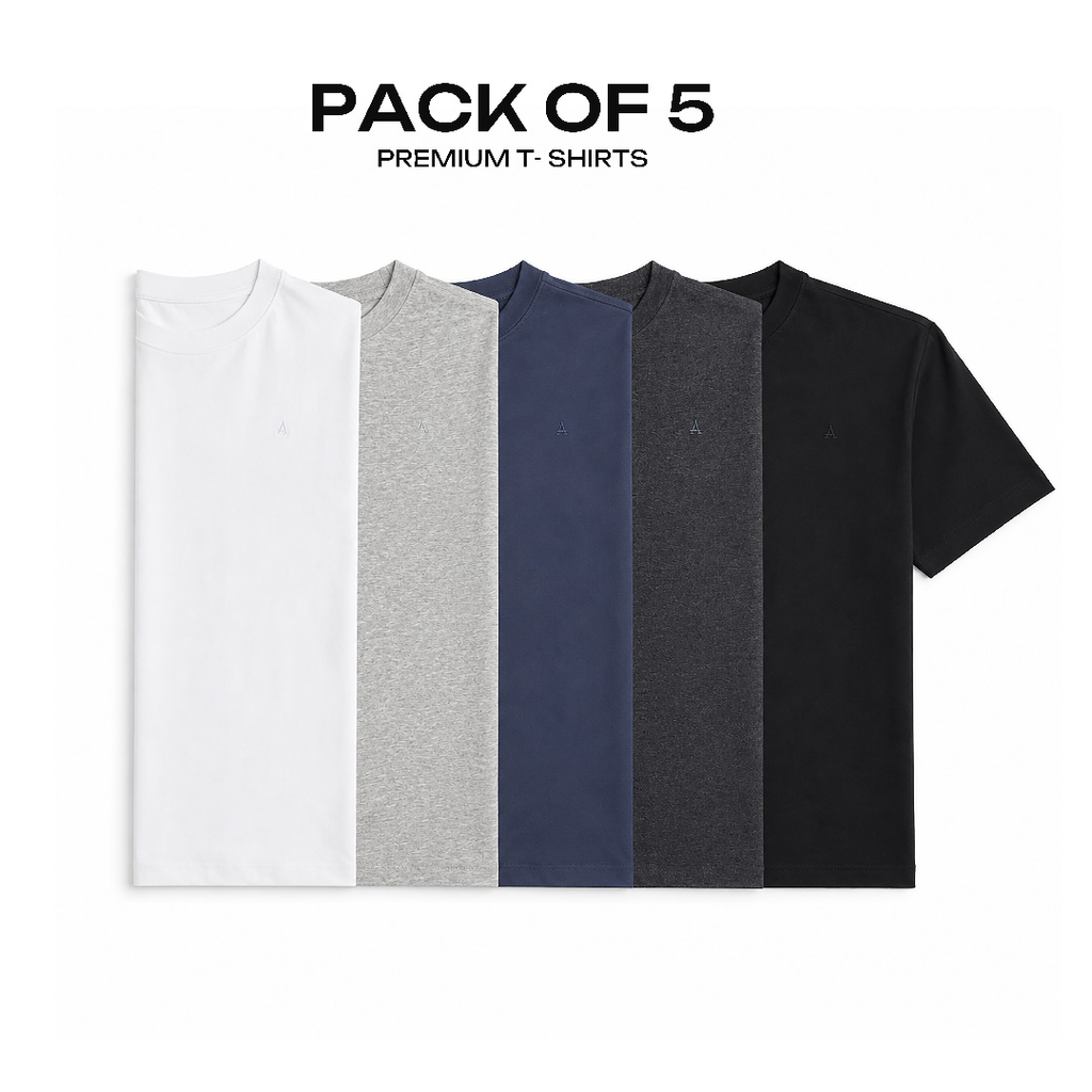 Avaron Combed Cotton T-Shirt-Pack Of 5