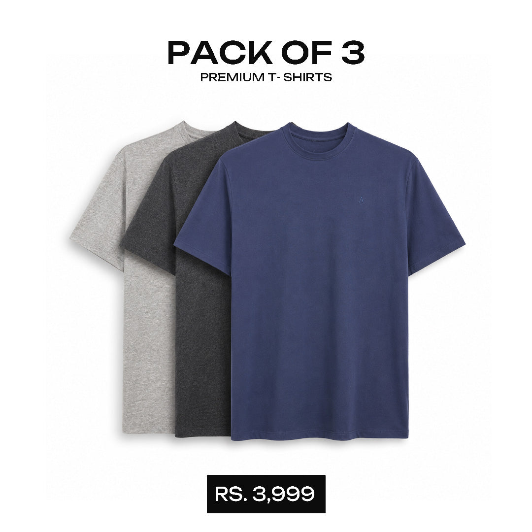 Avaron Premium T-Shirt-Pack Of 3