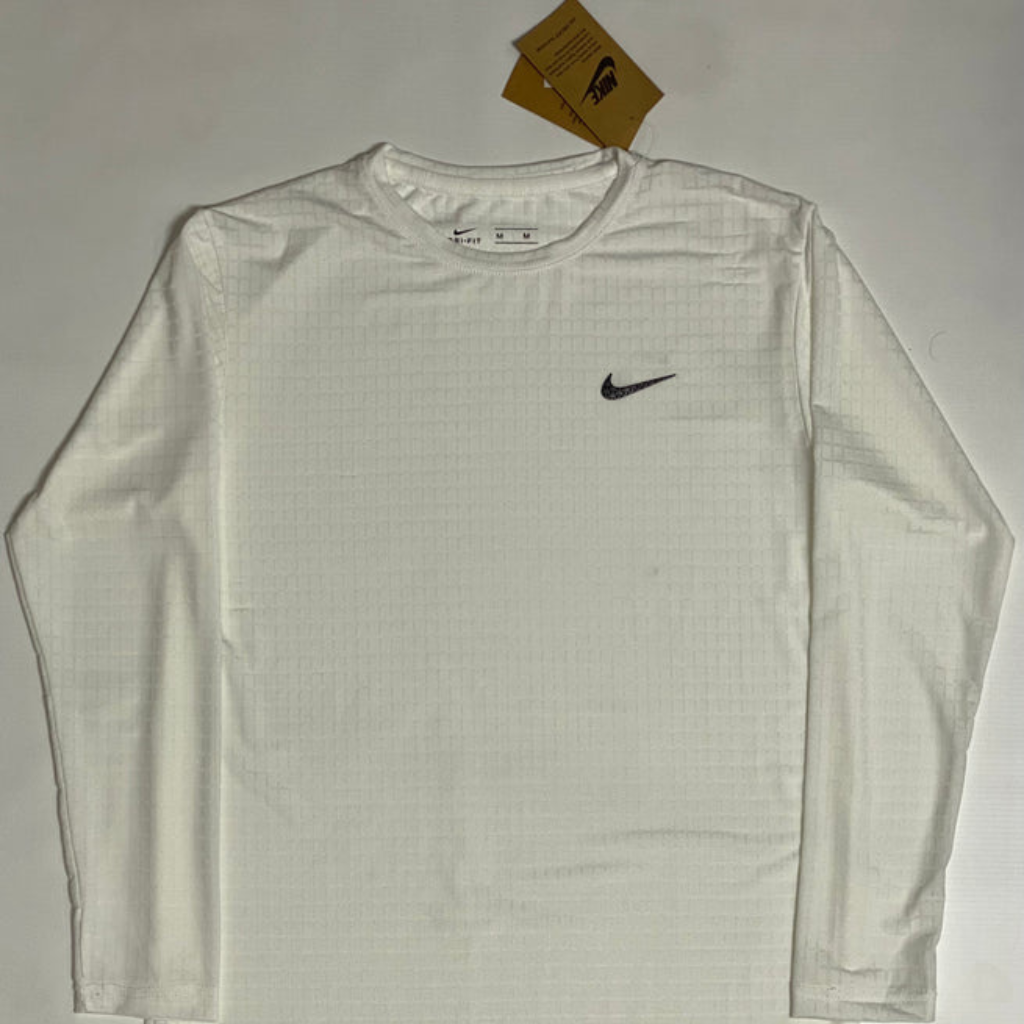 NIK Full Sleeve Dri-Fit Tee – 4-Way Stretch-White