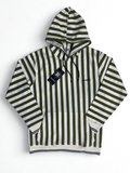 Old Money Striped Knit Hoodie – Premium Winter Essential-Green