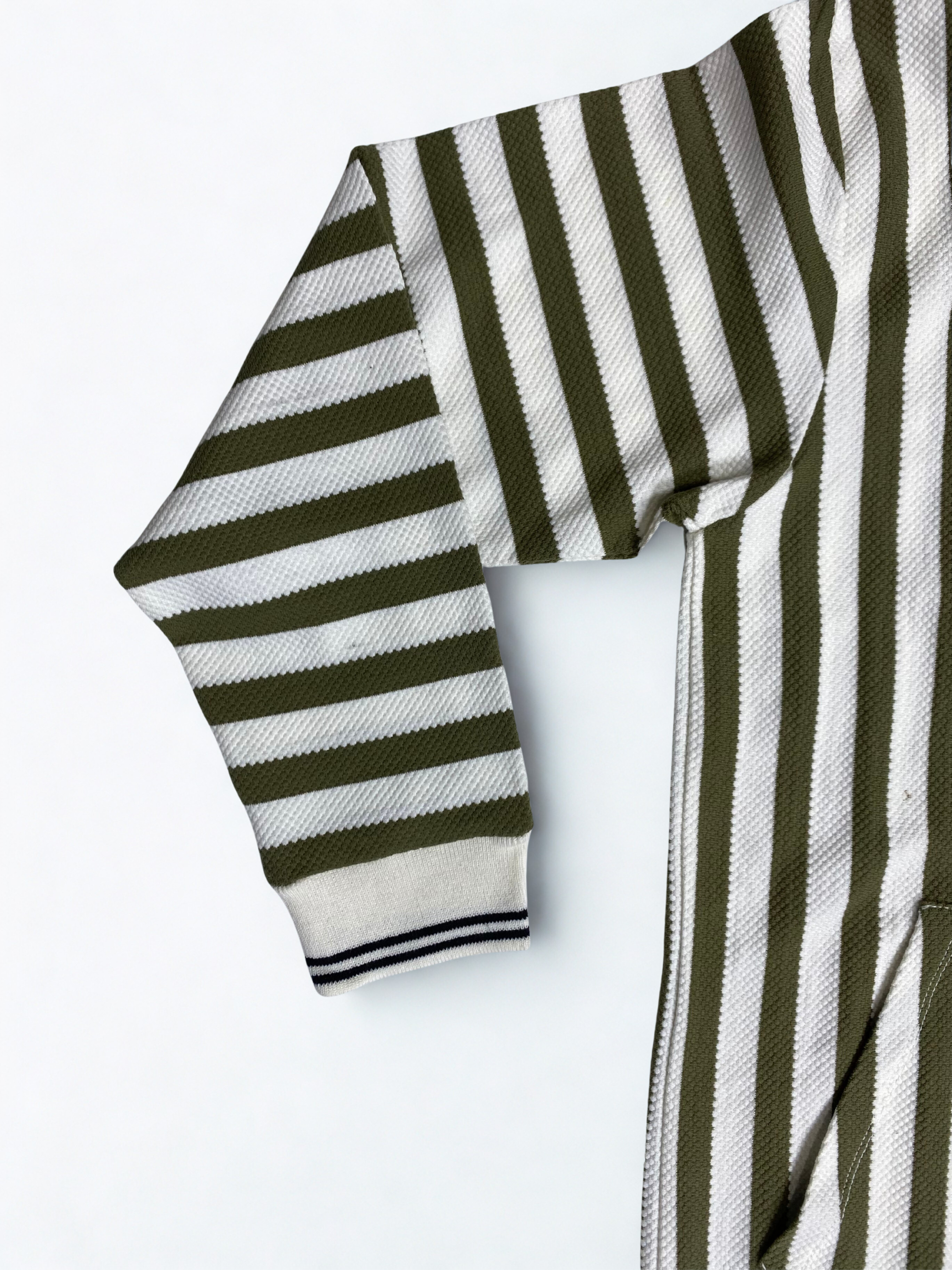 Old Money Striped Knit Hoodie – Premium Winter Essential-Green